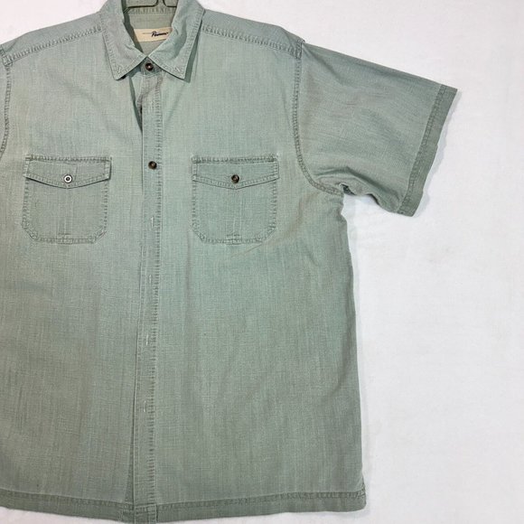 Vintage Penmans Men's L Polo Dress Shirt Light Green Button Up Short Sleeve - Picture 7 of 12